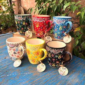Elegant Pink Ceramic Coffee Mug, Beautiful Bird Flower Ceramic Mug, La –  Grace Painting Crafts
