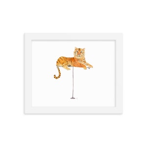 T es para cartel de carta enmarcada de tigre, impresión de acuarela para guardería de bebé