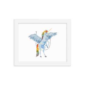 U es para cartel de carta enmarcada de unicornio, impresión de acuarela para guardería de bebé