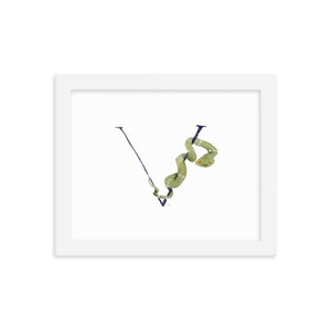 Pôster de carta emoldurada V é para Viper, impressão em aquarela para berçário de bebês