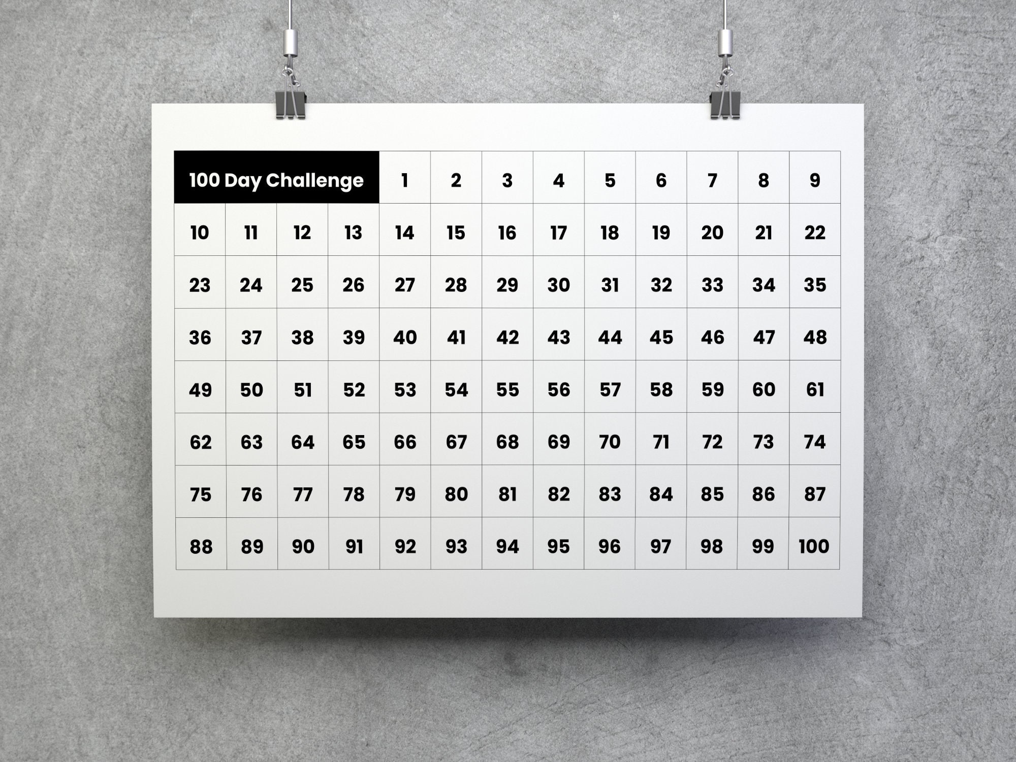 100 Day Challenge 100 Day Tracker 100 Day Calendar 100 Day - Etsy