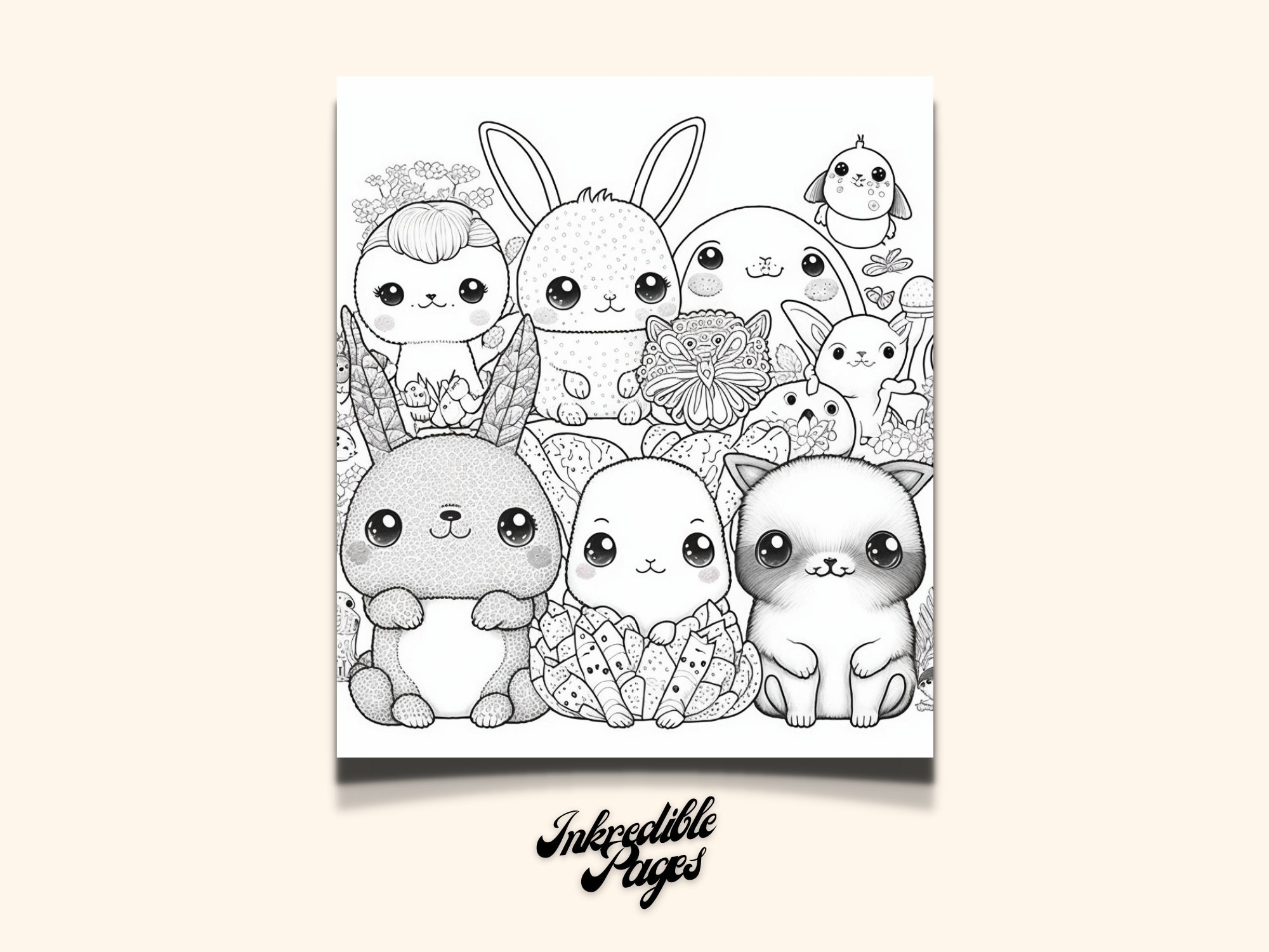 Coloring Pages for Adults Cute Kawaii Animals to Color Adult Coloring ...