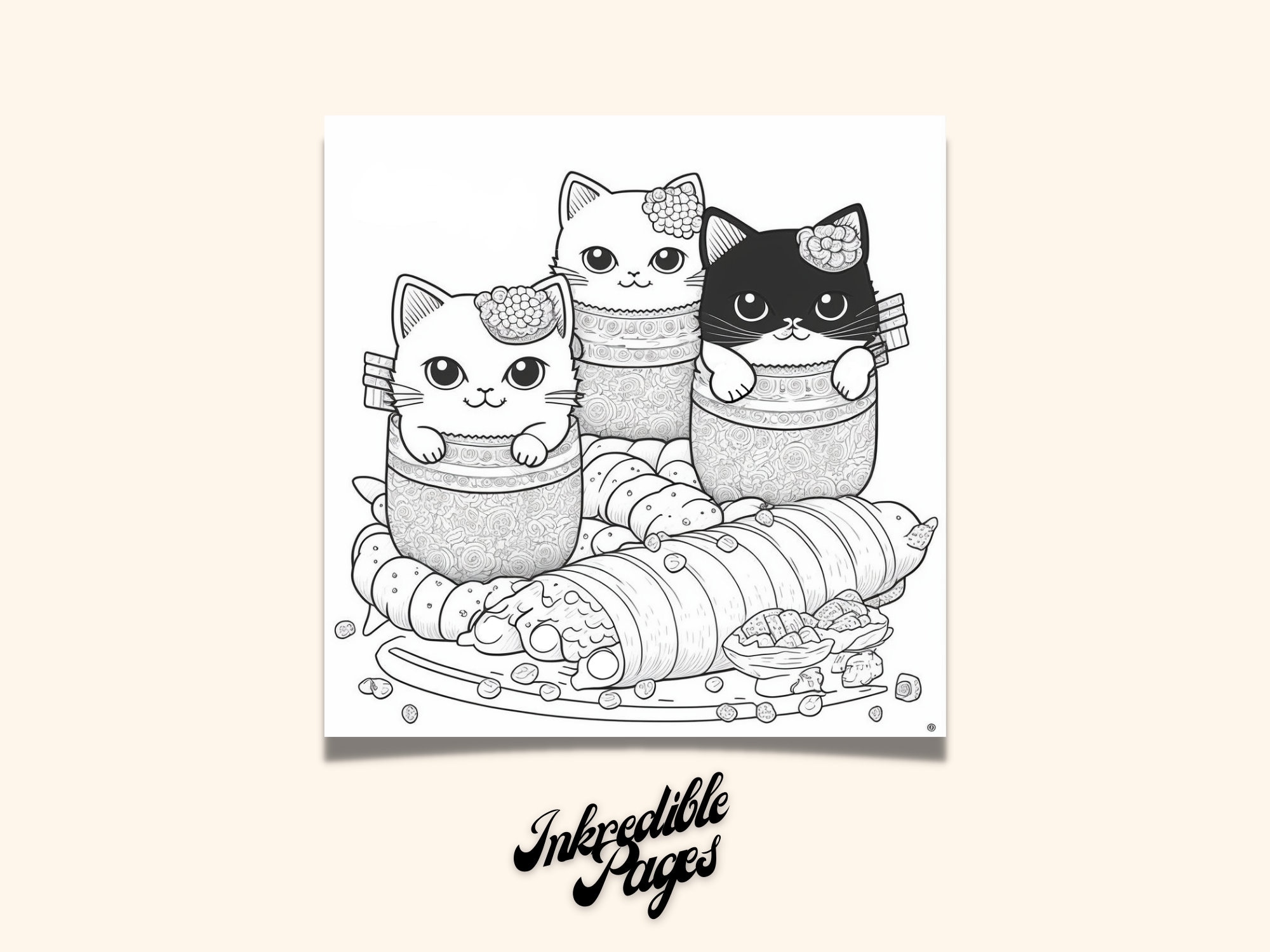 Coloring Pages for Adults Cute Kawaii Cat Lovers to Color - Etsy