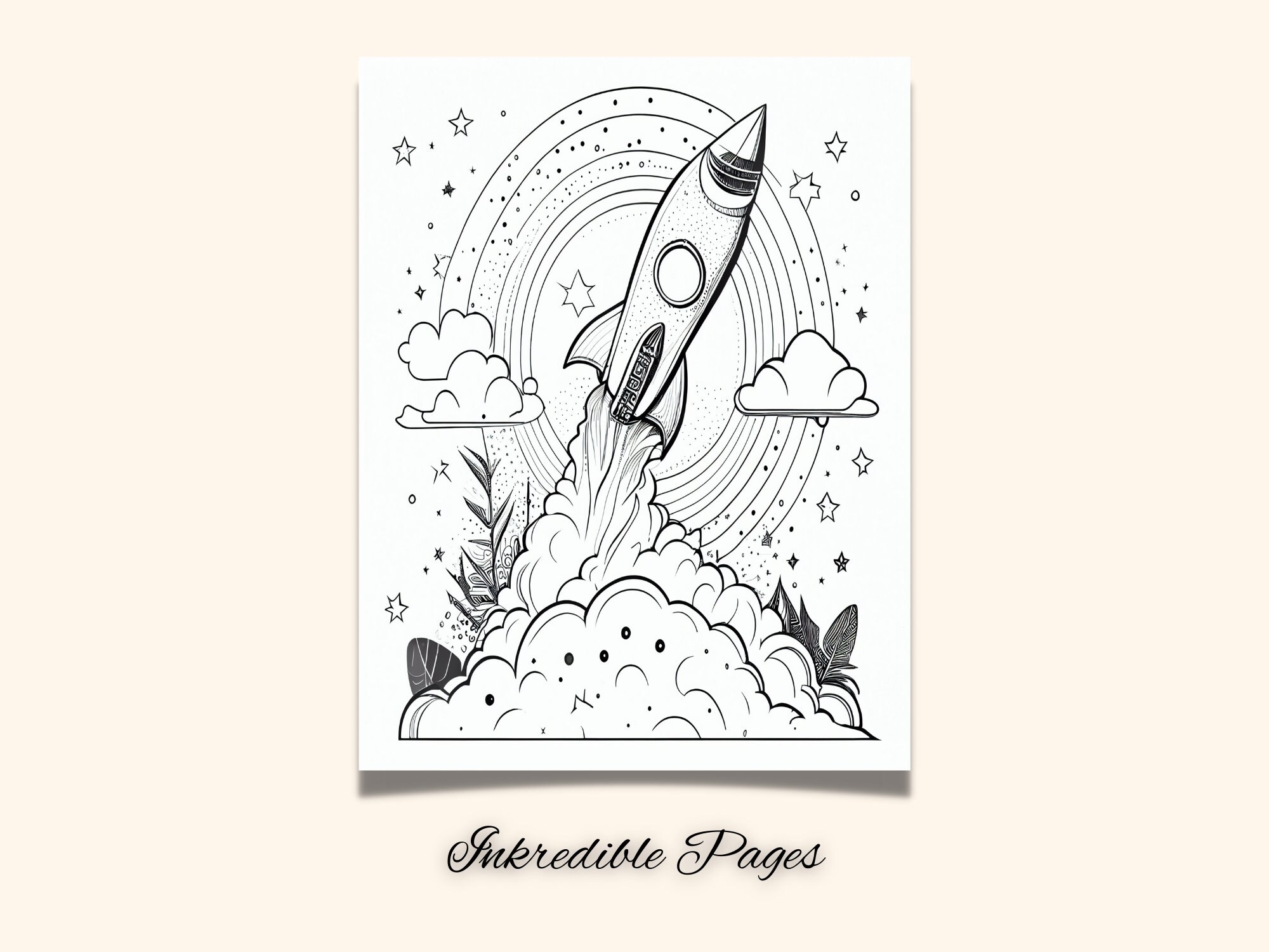 Coloring Page for Adults Cartoon Rocket Ship to Color Coloring Book for ...