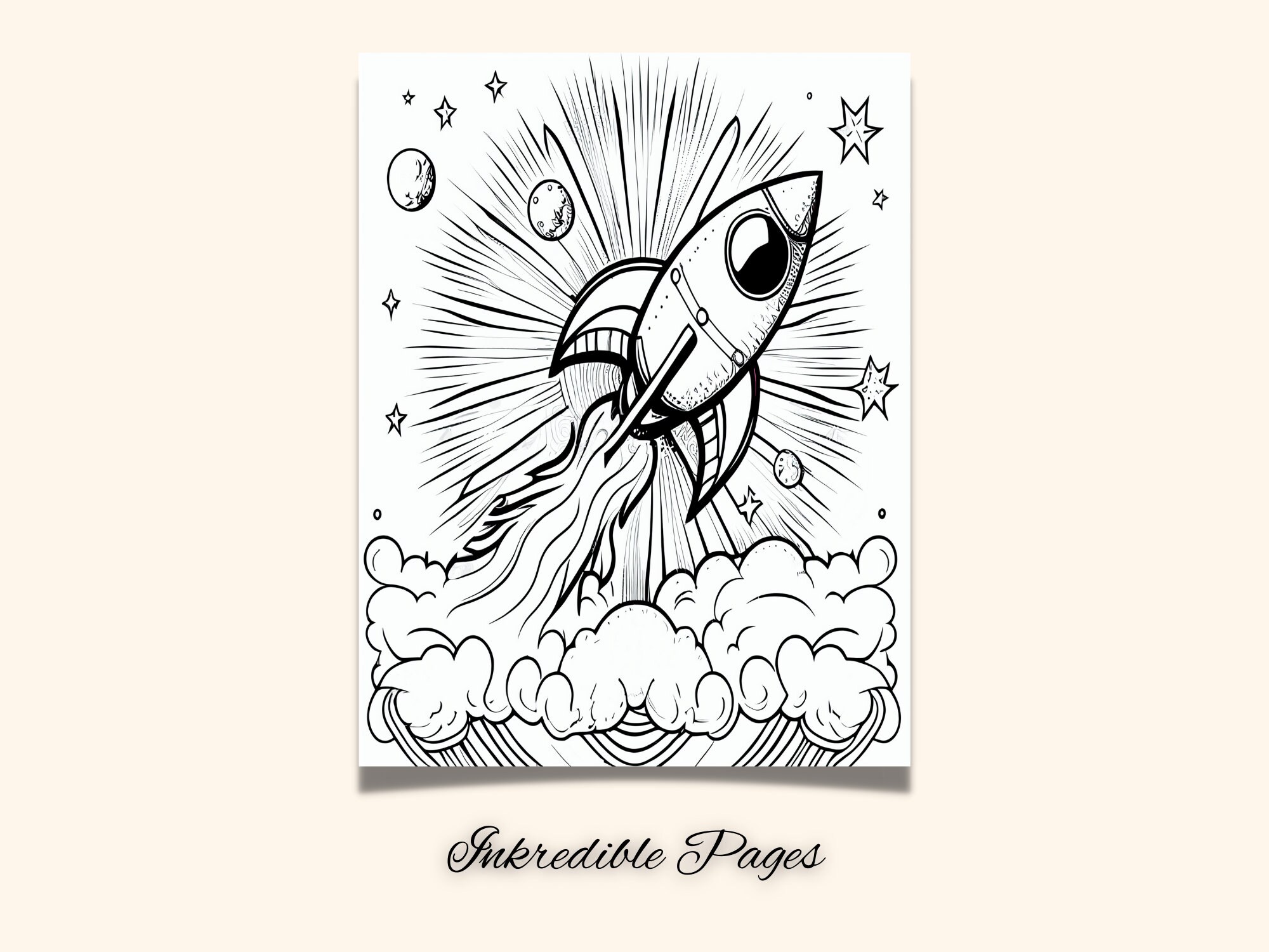 Coloring Page for Adults Cartoon Rocket Ship to Color Coloring Book for ...