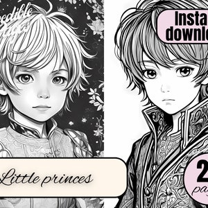 Coloring Pages For Adults Little Princes Grayscale To Color Coloring Book Printable Relaxing Idea Gift For Him Gift For Her Digital Download