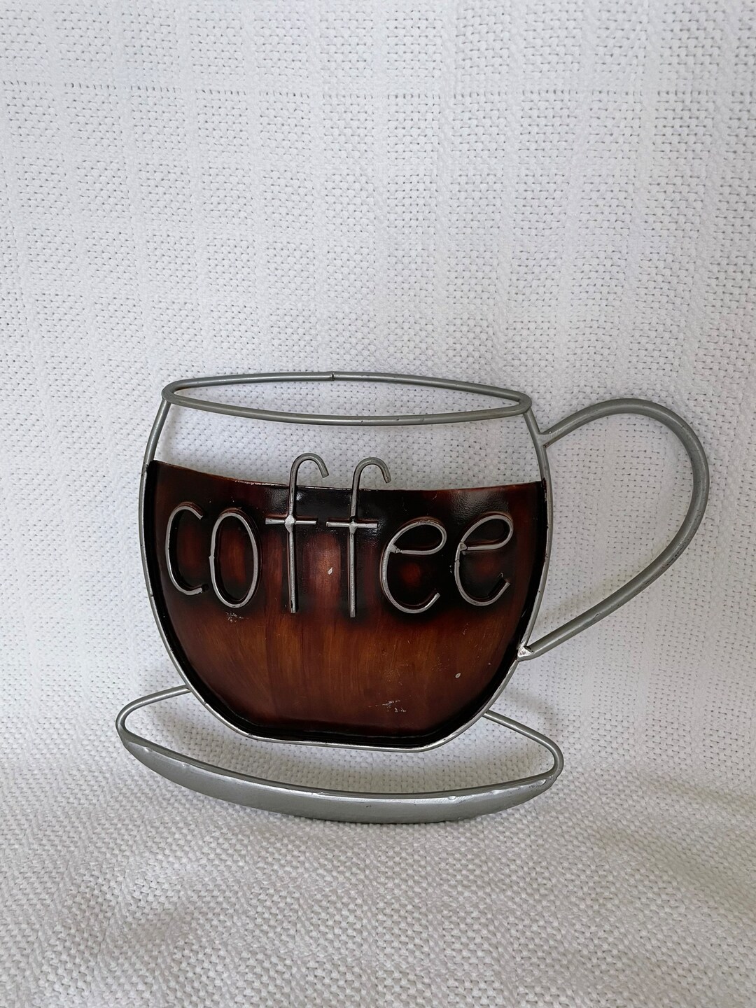 Retro Metal Coffee Cup Wall Hanging Sculpture Sign for Home Kitchen