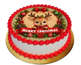 Personalised Christmas Deer Cake Topper | Custom Festive Design (Digital Download)