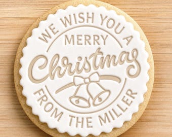 Personalized Cookie Stamp & Cutter | Christmas Bells with Custom Message