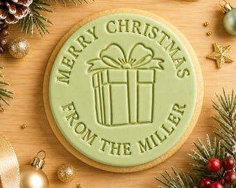 Personalized Christmas Cookie Stamp, Custom Family Name Embosser, Gift Cookie Cutter
