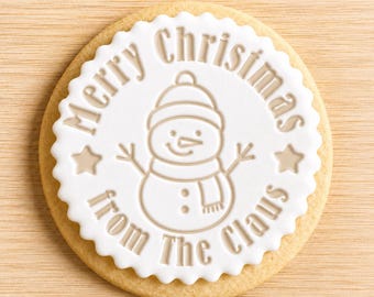 Personalized Cookie Stamp with Snowman | Custom Biscuit Embosser | Christmas