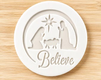 Cookie Stamp and Cookie Cutter | Christmas Believe | Biscuit Embosser