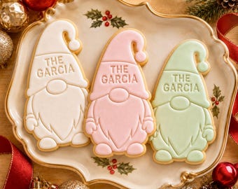 Personalized Cookie Embosser Gnome Large, Custom Christmas Biscuit Stamp L