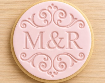 Custom Cookie Stamp and Cookie Cutter | Personalized Bisquit Embosser Wedding with Initials