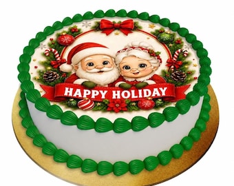 Santa Couple Christmas Cake Topper | Personalised Festive Design (Digital Download)