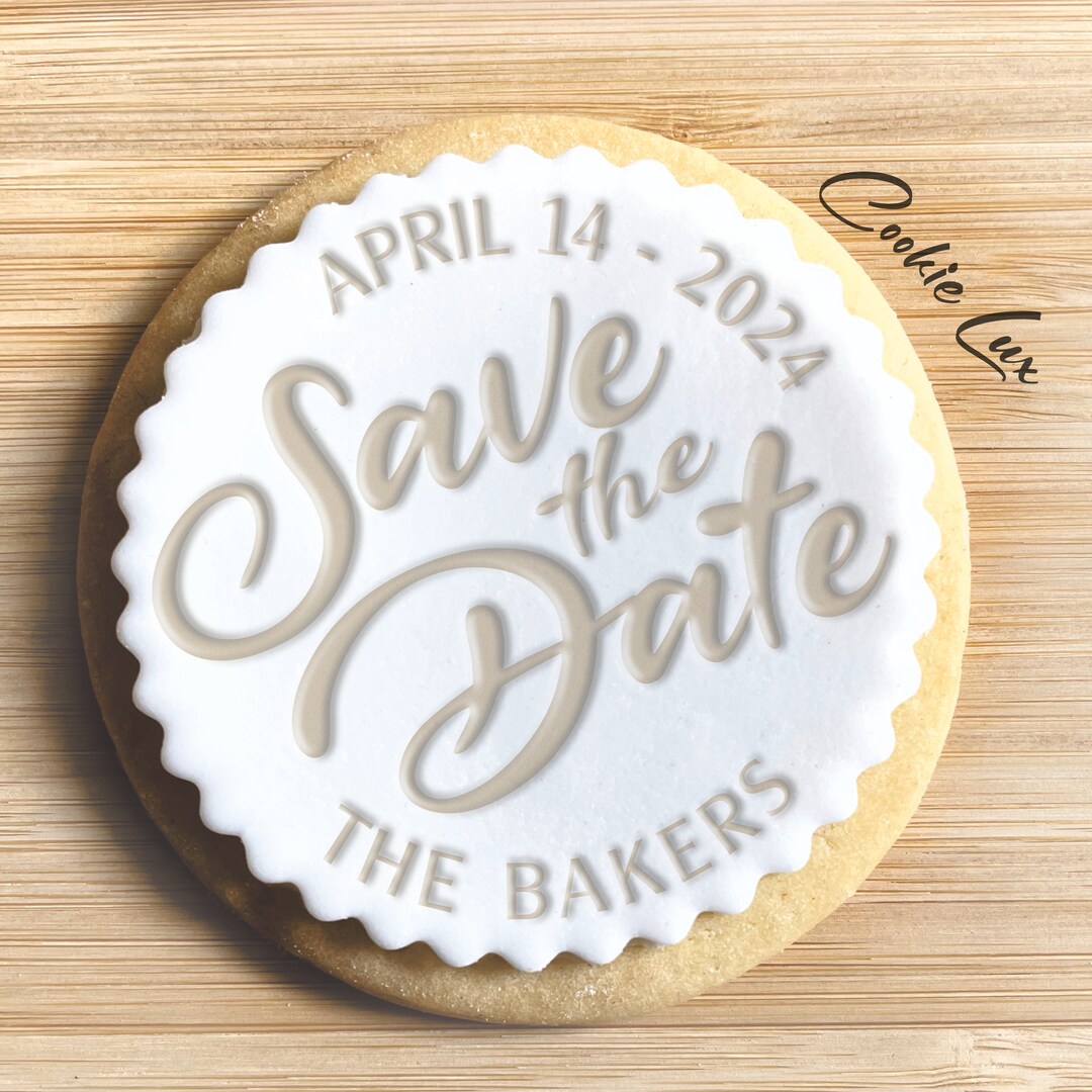 Custom Cookie Stamp and Cookie Cutter Save the Date Personalized Name