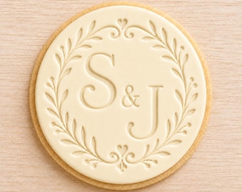 Personalized Wedding Cookie Stamp, Custom Initials Embosser, Monogram Biscuit Tool