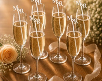 Personalized Drink Stirrers, Custom Wedding Champagne Swizzle Sticks, Monogram Bar Decor