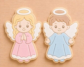 Biscuit Embosser Set Angels, Christmas Cookie Stamps, Festive Fondant Cutters