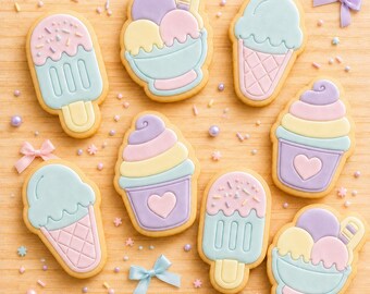 Ice Cream Cookie Stamp Set, Popsicle Sundae Cone Embossers, Summer Baking Tools