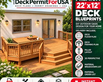 Premium 22'x12' Deck Blueprints - DIY Outdoor Oasis Design for Your Home