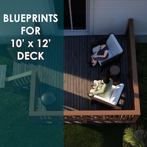Plans de terrasse / Set de dessins - 10 x 12 dessins de terrasse / Plans de menuiserie DIY (avec guide de construction de terrasse)