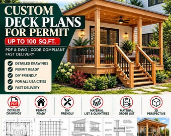2027 Custom Deck Plans for Permit (Up to 100 sq.ft.) | PDF & DWG, Code-Compliant, Fast Delivery