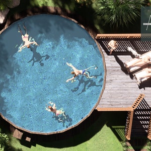 Plans DIY pour terrasse de piscine hors sol - 14 pi x 14 pi - Piscine ronde de 24 pi - Hauteur de 52 po.