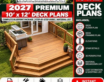 Complete 10'x12' Deck Blueprint Package: Transform Your Outdoor Living Space with Confidence