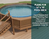Poolside Paradise: Premium 16'x10' Deck Blueprint for Your Dream 24' Diameter Pool