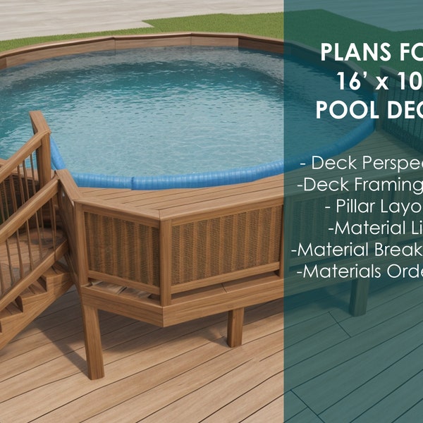 24 Round Pool Deck Plans - Etsy