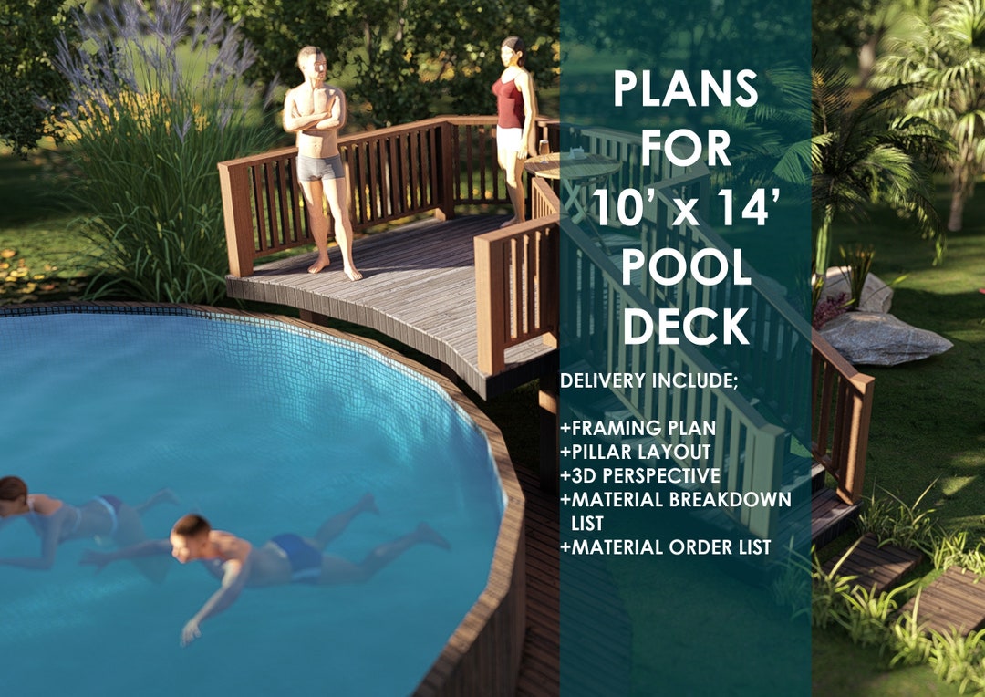 Plans for Above Ground Pool Deck 10x14 24' Round Pool 52 High Active Etsy