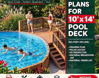 Plans for above ground pool deck (10x14) 24' round pool 52" high Active