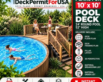 Plans for above ground pool deck (10x10) 24' round pool 52" high