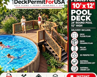 Plans for above ground pool deck (10x12) 24' round pool 52" high