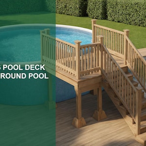 Plan de terrasse de 6 piscines avec liste des matériaux, estimation des coûts, détails de construction d'une piscine de 15 ronds