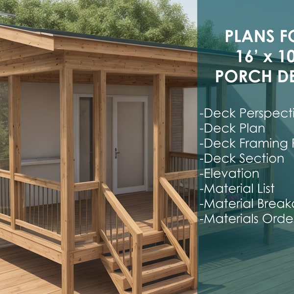 Premium 16'x10' Porch Deck Blueprints, Deck Plans: Expert Designs for Your Dream Outdoor Space