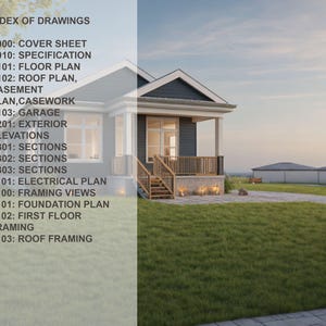 3 Bedroom 2 Bath House Plan, 1300 Sq Ft Home Blueprint, 30x43 Floor Plan PDF, with 20×20 garage, Small House Permit Set