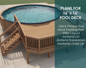 Premium 16&#39;x16&#39; Pool Deck Blueprint - Elevate Your Outdoor Space
