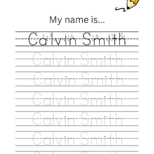 Pre-K Custom Name Tracing Worksheet | Name Trace Printable | Handwriting Practice Pages | Personalized Name Tracing PDF