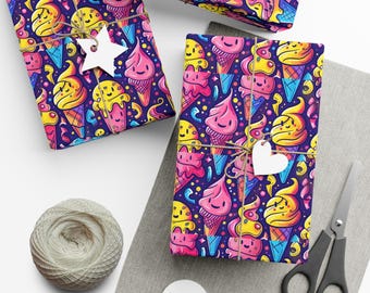 Inpakpapier ijshoorntje, inpakpapier verjaardag