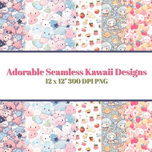 Digitale Papiere | KAWAII | Nahtloses Muster | Scrapbook Papiere | Hintergründe