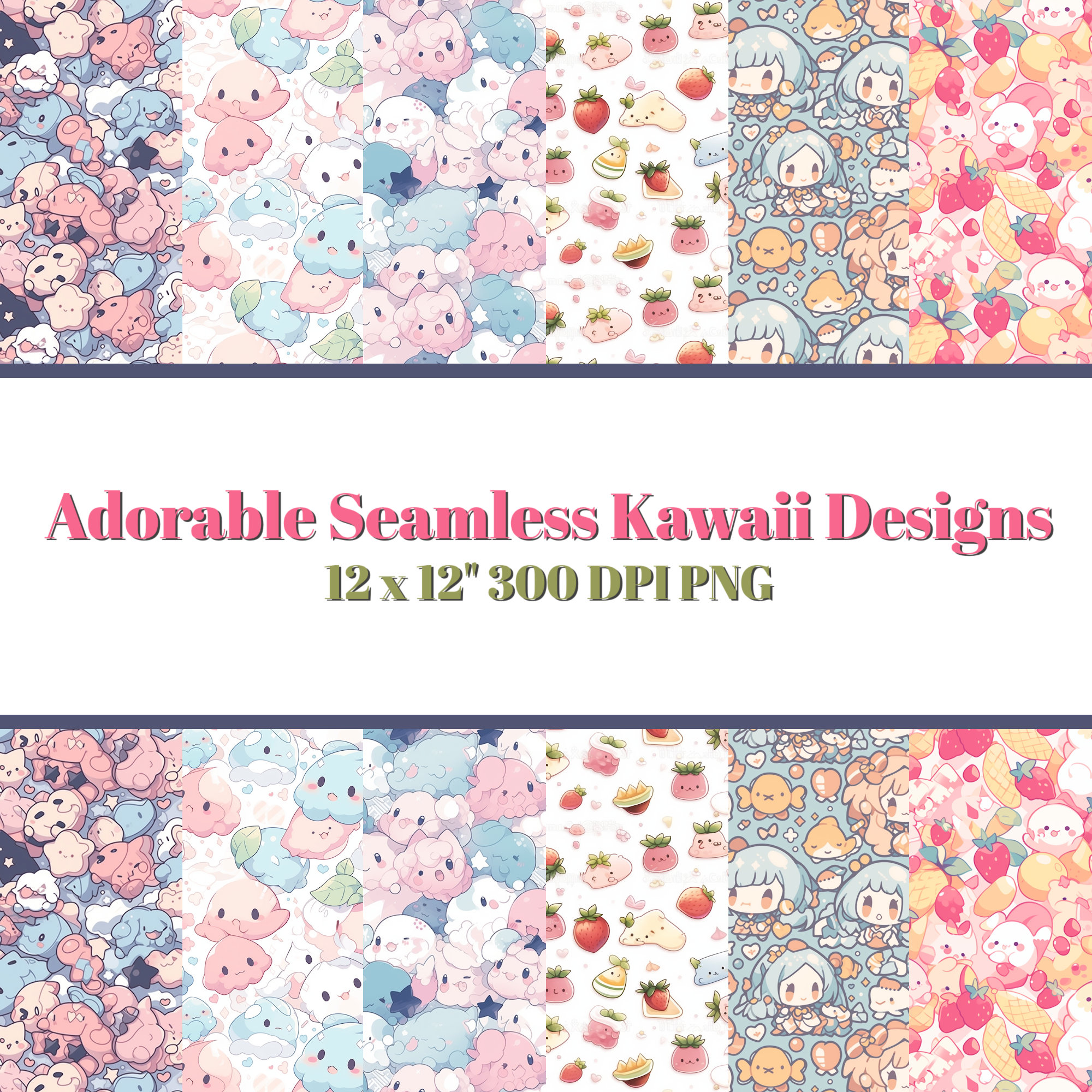 Digital Papers | KAWAII | Seamless Pattern | Scrapbook Papers ...