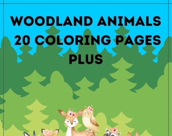Woodland Animals, 20 Coloring Pages PLUS