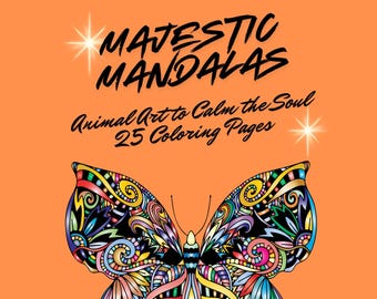 Majestueuze mandala's: dierenkunst om de ziel te kalmeren, mandala kleurplaten, digitale download, dieren om in te kleuren