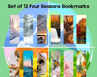 Set of 12 Four Seasons Bookmarks, Bookmarks to Downloads, The Four Seasons