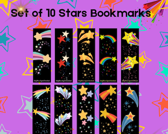 Set of 10 Star Bookmarks, Star Bookmarks, Bookmarks to Download