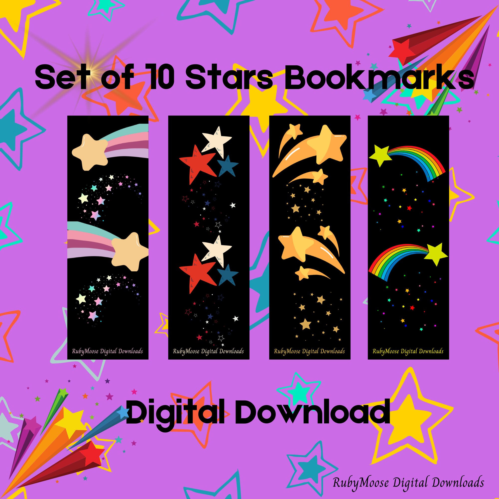 Star Bookmark Tutorial Set of 10 Star Bookmarks, Star Bookmarks, Bookmarks to Download - Etsy