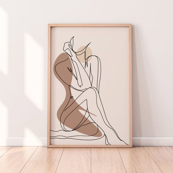 Frauen Line Art Druck, Druckbare Weibliche Körper Wandkunst, Frauen Linie Zeichnung, minimalistische Frau Wandkunst, Boho Line Art, modern, DIGITALER Download