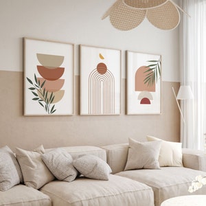 Boho Abstract Wall Art Prints Set of 3, Mid Century Modern Print, Boho ...